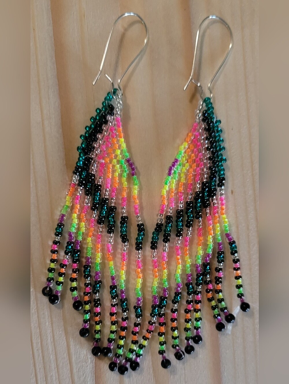 Handmade Multicolor Seed Bead Fringe Earrings - Women Jewelry